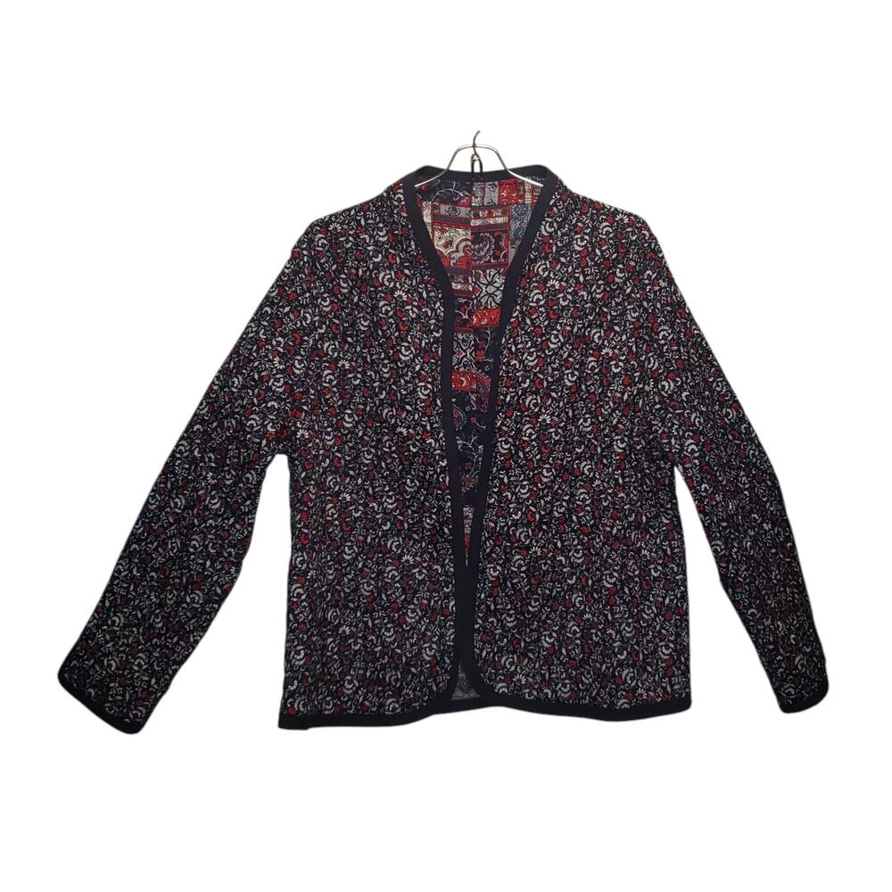 Vintage Handmade Quilted Paisley Floral Jacket M Reversible Boho Festival Open